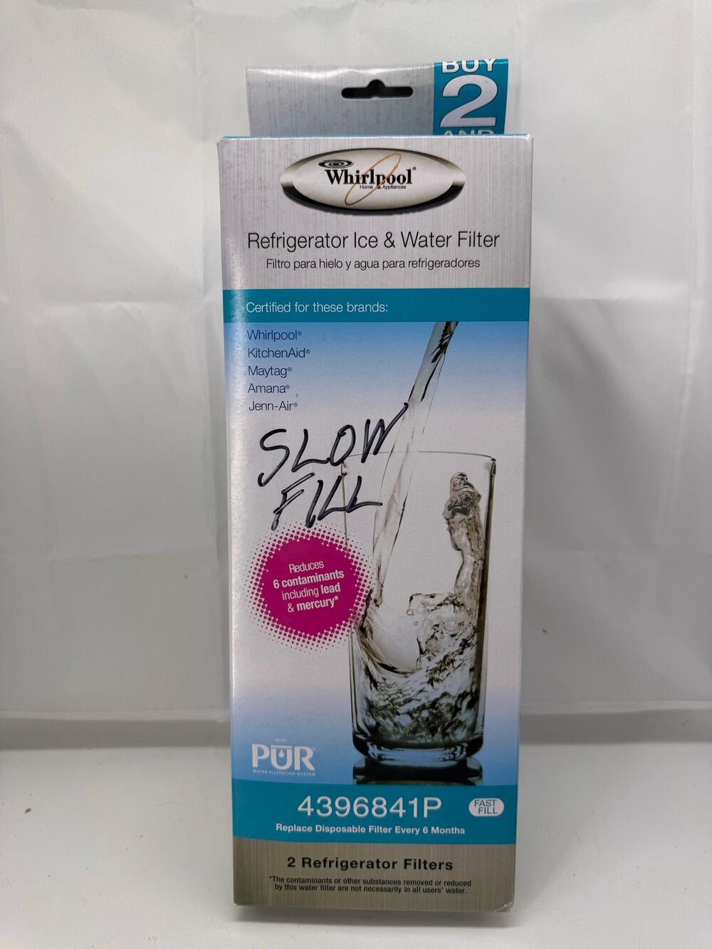 Whirlpool PUR 4396841P pack of 2 water & ice filters